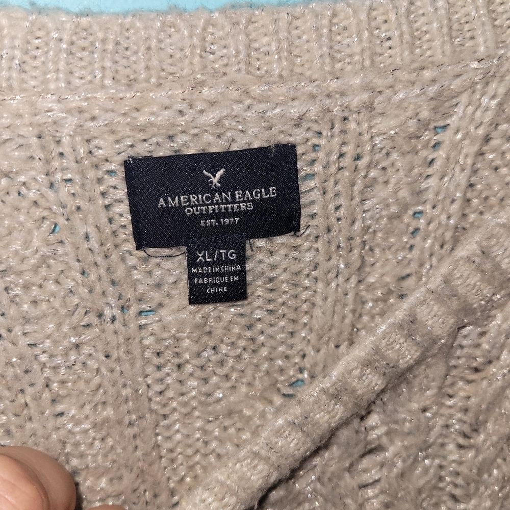 American Eagle Knit Gray Metallic Sweater sz. XL - Picture 4 of 6
